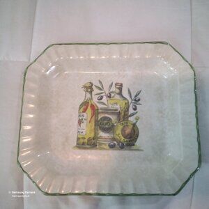 Classic Ceramica Due Torri Italian OliveOil Themed Serving Plate Platter Vintage